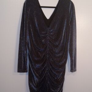 Charlotte Russe Shimmering Black Long Sleeve Dress